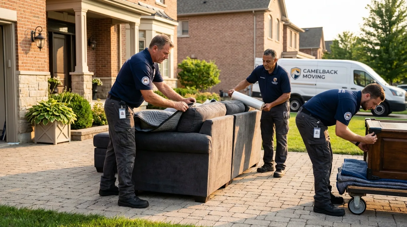 Large estate moving crew wrapping furniture in Milford, IL