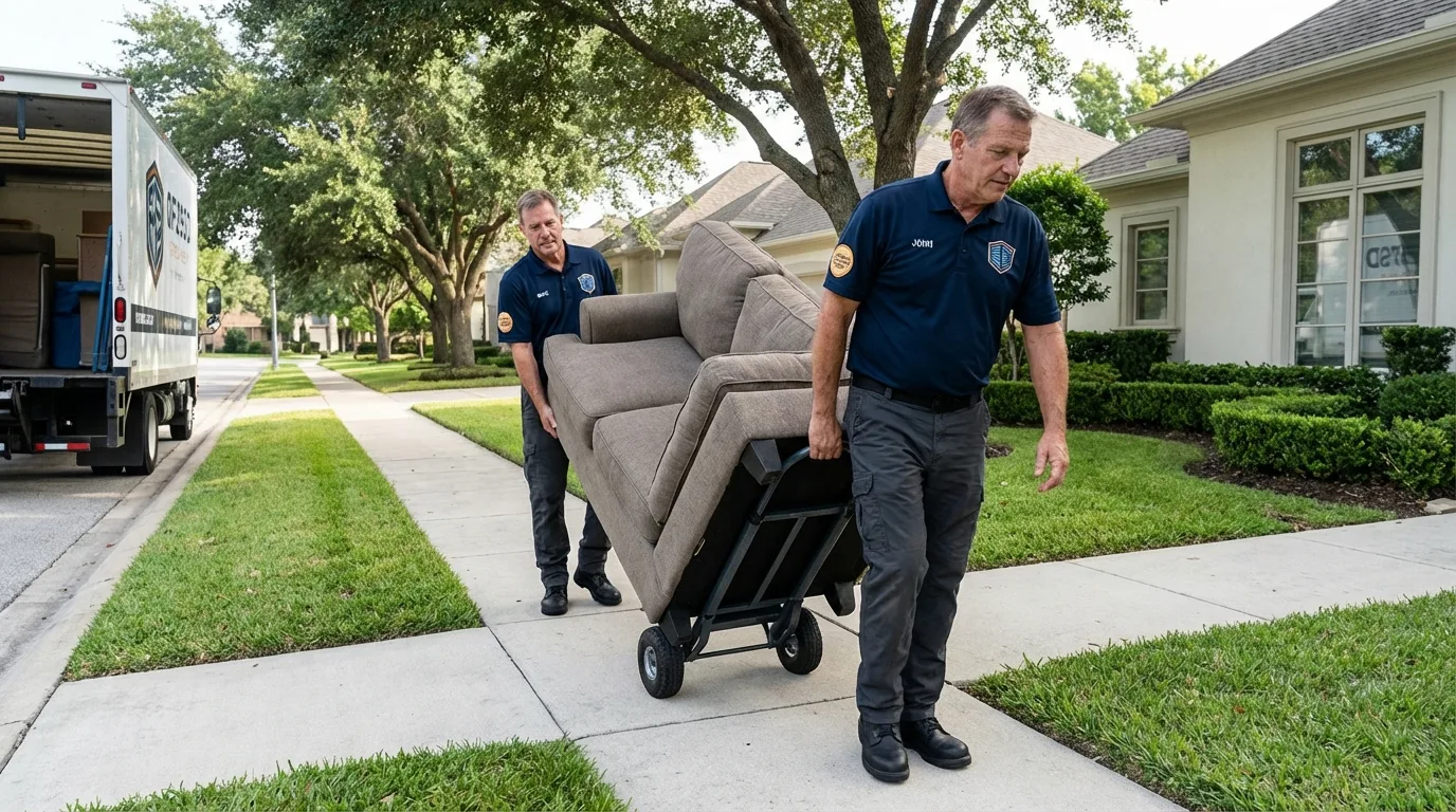 Local residential moving crew loading furniture in Milford, IL